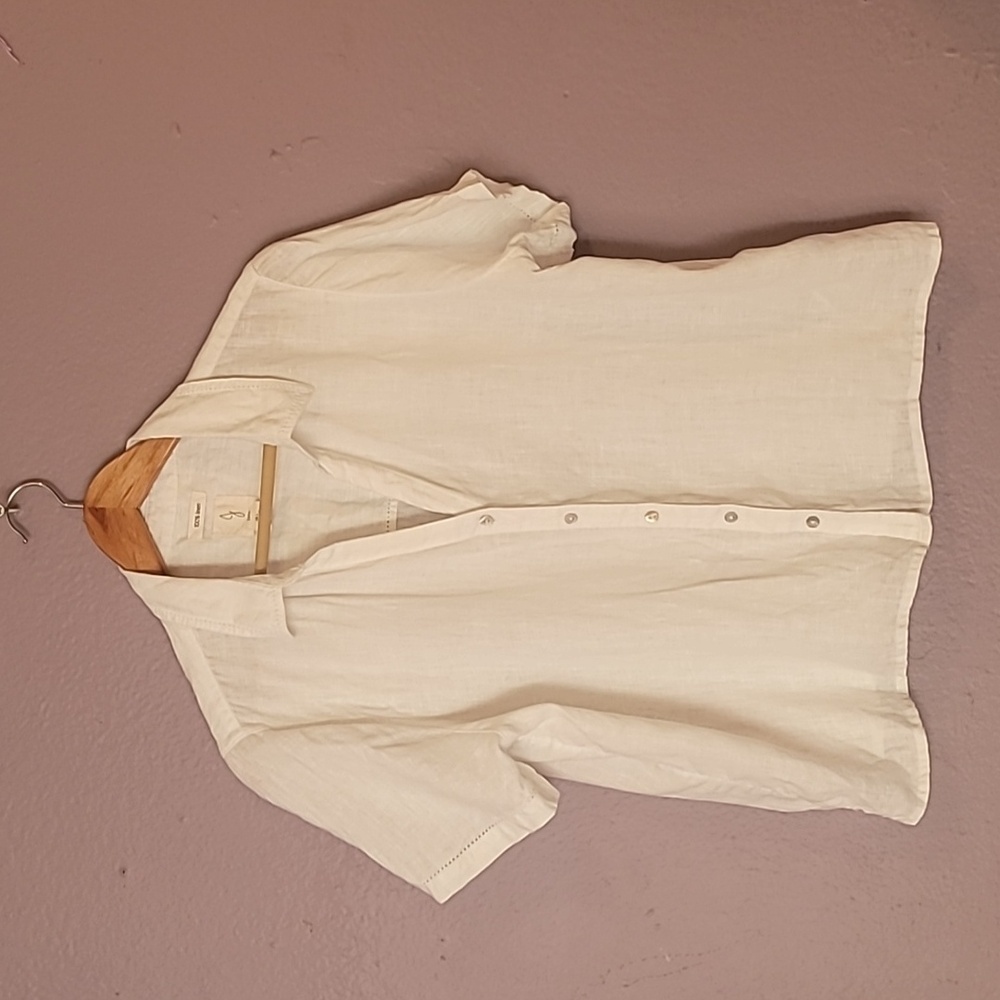 White Linen Short Sleeve Shirt